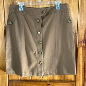 J. Jill Brown Button-Front Pencil Skirt